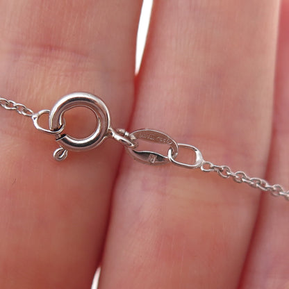 Sai 925 Sterling Silver Pink C Z Heart Cable Chain Necklace 18"