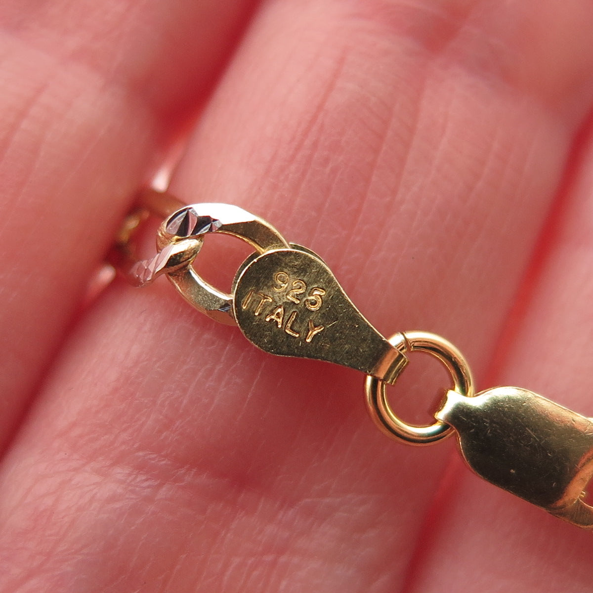 P. Lux 925 Sterling Silver 2-Tone Italy Diamond-Cut Figaro Chain Necklace 22"