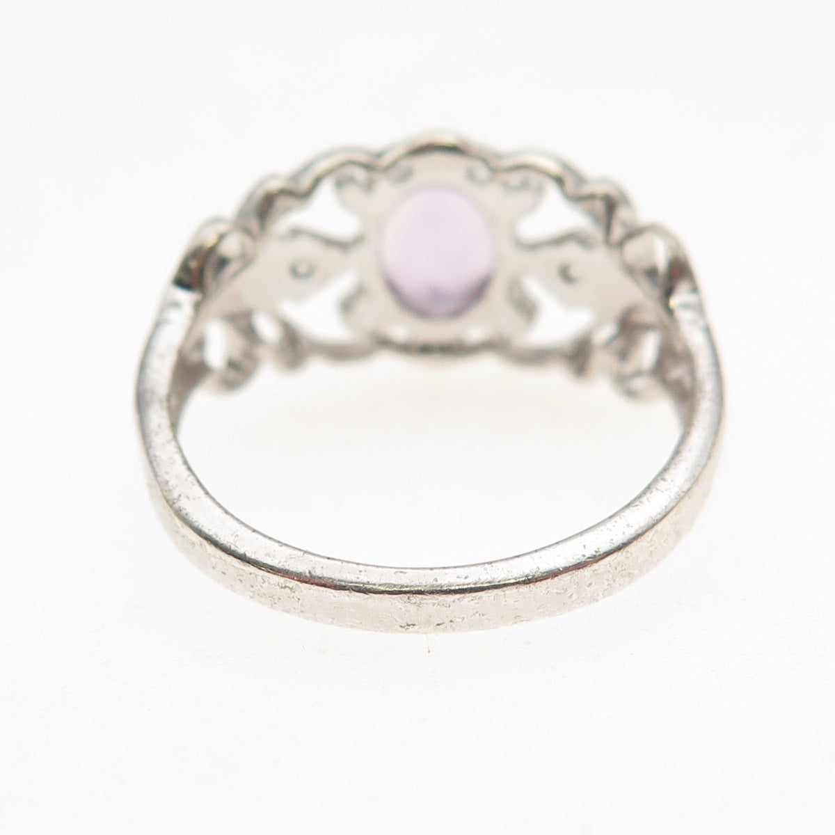 RJ Graziano 925 Sterling Silver Vintage Real Amethyst & C Z Ring Size 7.25