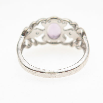 RJ Graziano 925 Sterling Silver Vintage Real Amethyst & C Z Ring Size 7.25