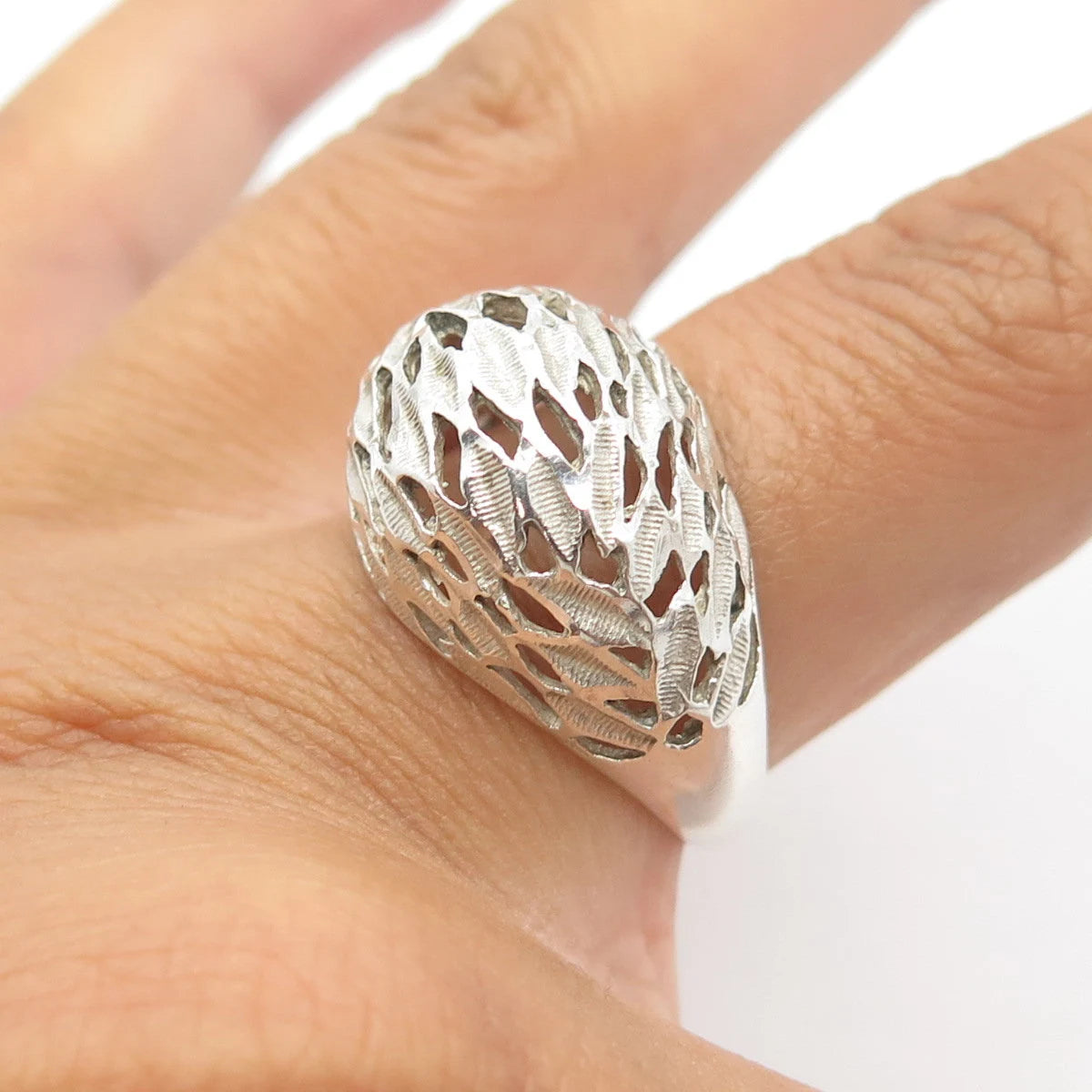 VARGAS 925 Sterling Silver Vintage Modernist Dome Nugget Ring Size 9.25
