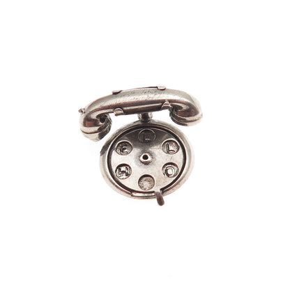 925 Sterling Silver Antique Art Deco Hello Rotary Phone 3D Mini Charm Pendant