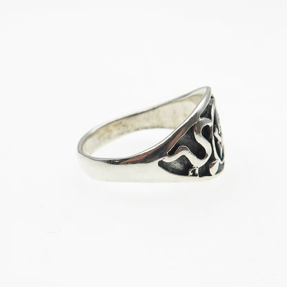 925 Sterling Silver Vintage Pentagram Oxidized Ring Size 12