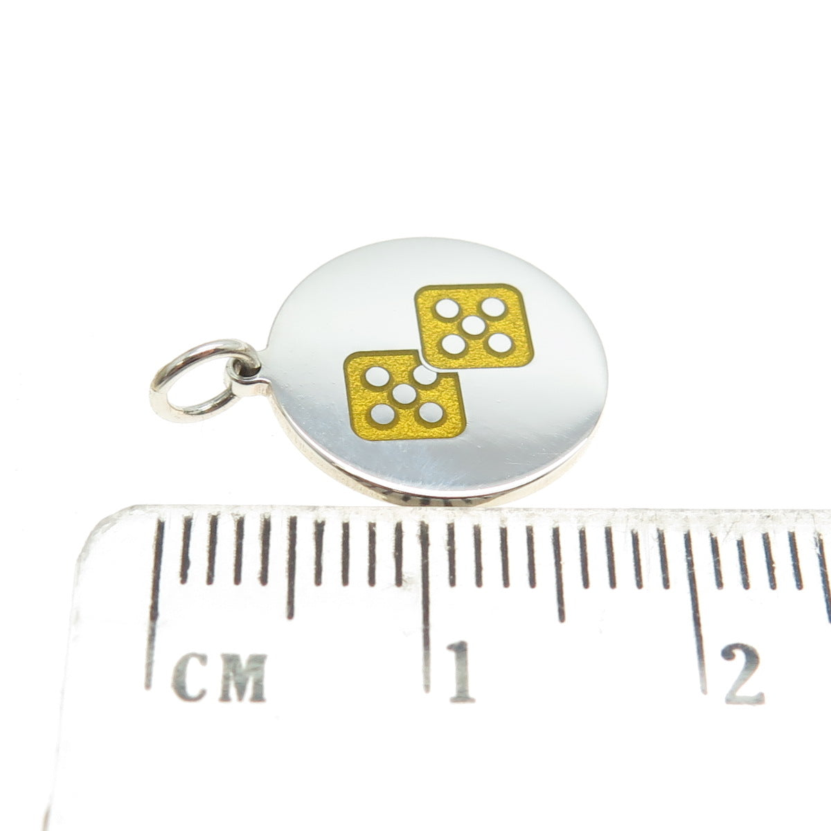 925 Sterling Silver Yellow Enamel Dice for Good Luck Charm Pendant