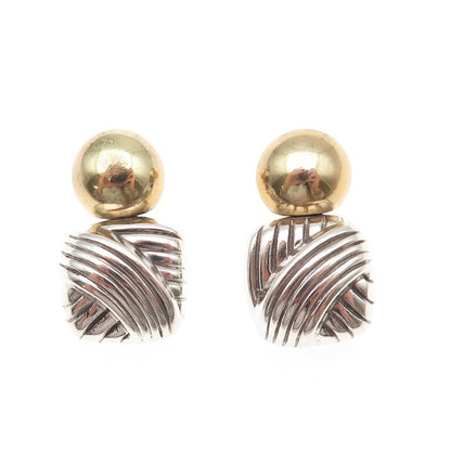 Vaubel 925 Sterling Silver 2-Tone Vintage 1999 Modernist Dangle Earrings