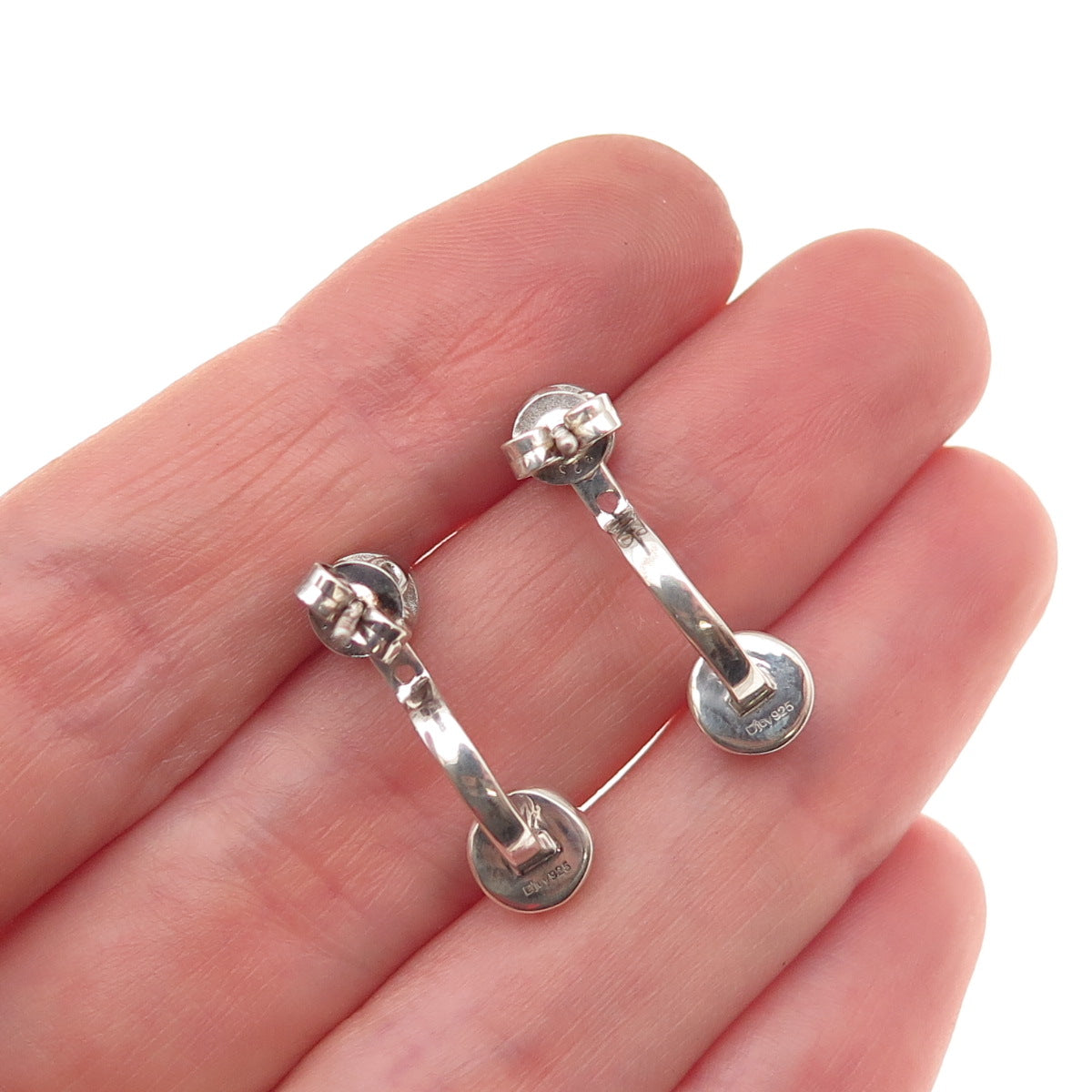 D'Joy 925 Sterling Silver Real Sleeping Beauty Turquoise Stud / Jacket Earrings