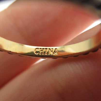 925 Sterling Silver Black Rhodium Gold Plated Beaded Band Ring Size 7.25