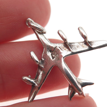 925 Sterling Silver Vintage Airplane Charm Pendant