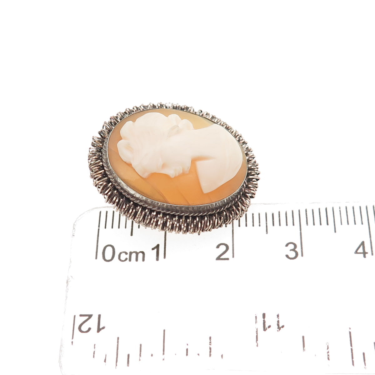 CAMEXCO & CO. 800 Silver Antique Real Carved MOP Cameo Pin Brooch / Pendant
