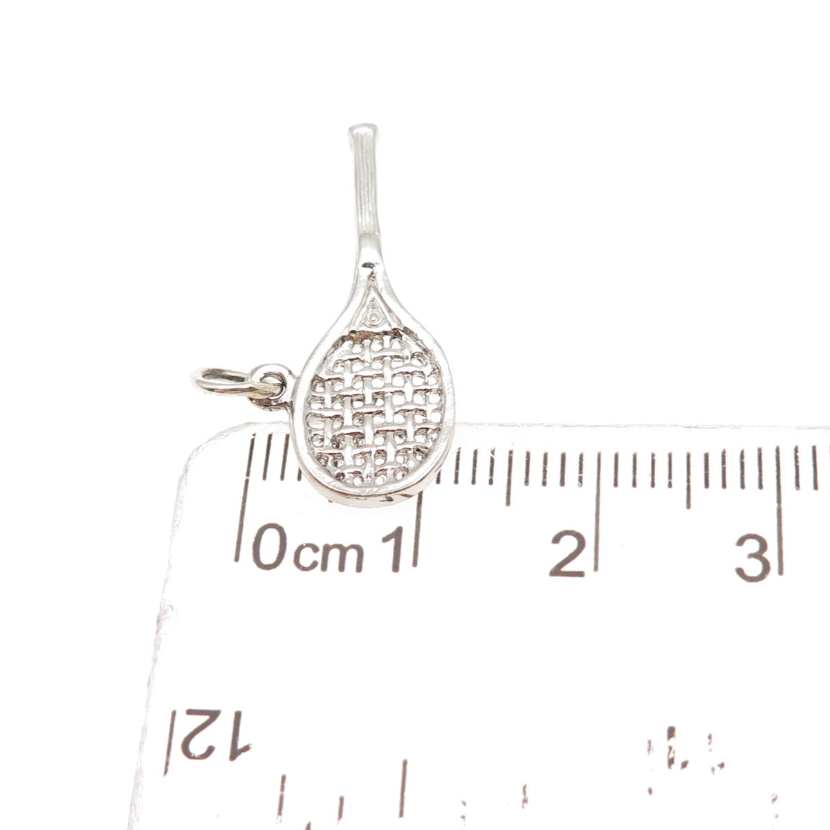 925 Sterling Silver Vintage Tennis Racket Charm Pendant