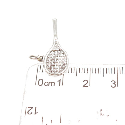 925 Sterling Silver Vintage Tennis Racket Charm Pendant