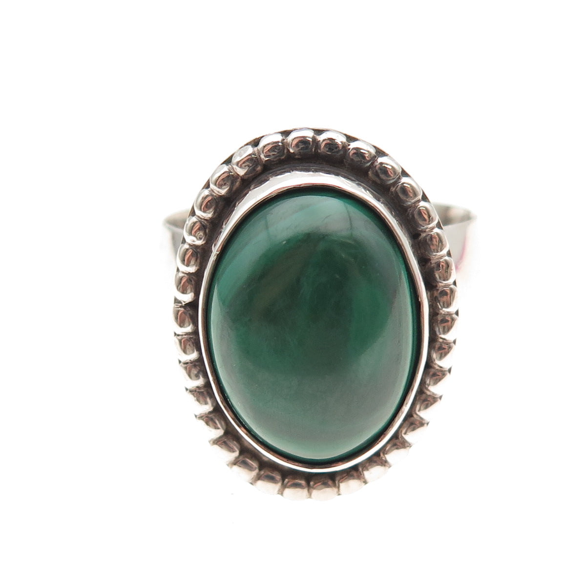 Old Pawn 925 Sterling Silver Vintage Southwestern Malachite Ring Size 11.5