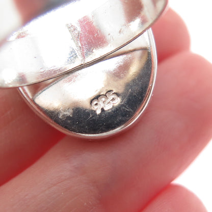 925 Sterling Silver Vintage Enamel Frida Kahlo Pressed Flowers Ring Size 6.75