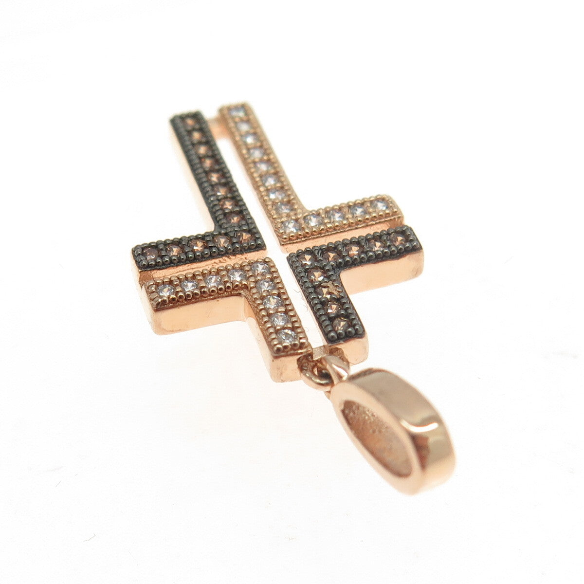 925 Sterling Silver Gold Plated White & Canary C Z Cross Pendant