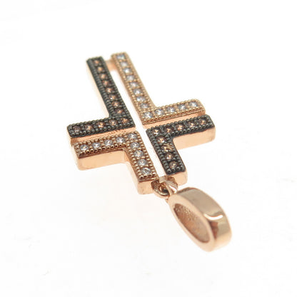 925 Sterling Silver Gold Plated White & Canary C Z Cross Pendant
