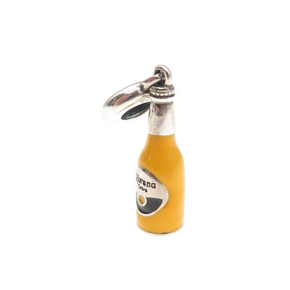 925 Sterling Silver Enamel Corona Extra Beer Dangle Slide Charm