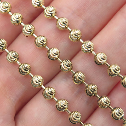 925 Sterling Gold Plated BSI Italy Diamond-Cut Ball Beaded Chain Necklace 24"