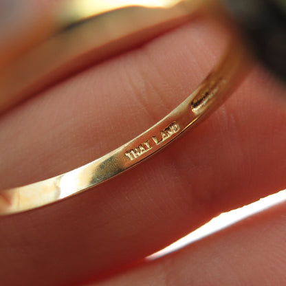 925 Sterling Silver Gold Plated Real Diamond & Emerald Ring Size 8