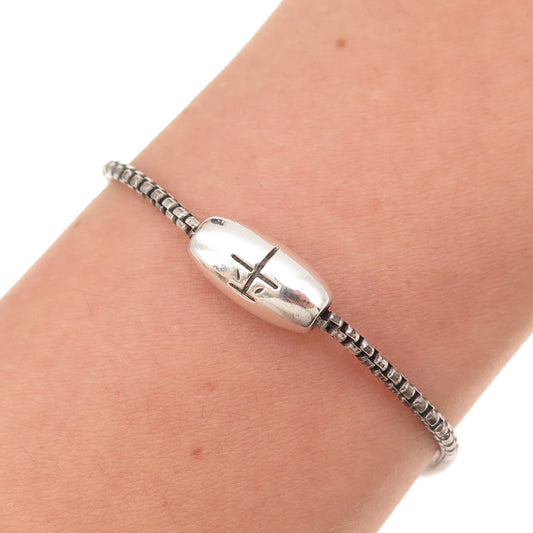 Me & Ro 925 Sterling Silver Vintage Tibetan Bead Round Box Link Bracelet 6.5"