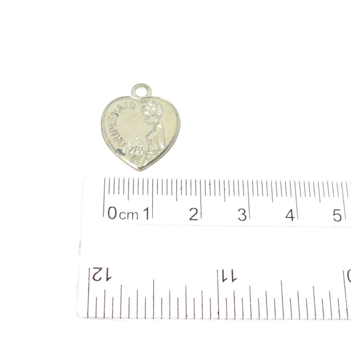 CREED 925 Sterling Silver Vintage Engraved Bridesmaid Heart Charm Pendant