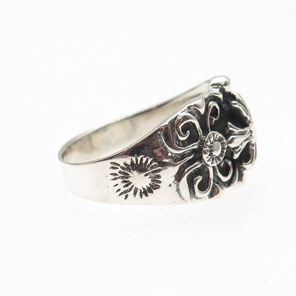 925 Sterling Silver Vintage Cross Oxidized Ring Size 13.75