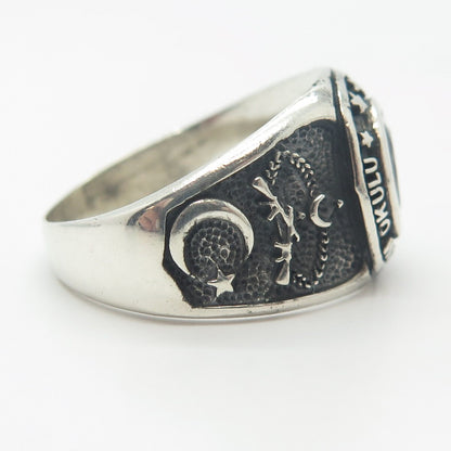 925 Sterling Silver Vintage Glass "Egirdin Dag Kom Okulu" School Ring Size 11.75