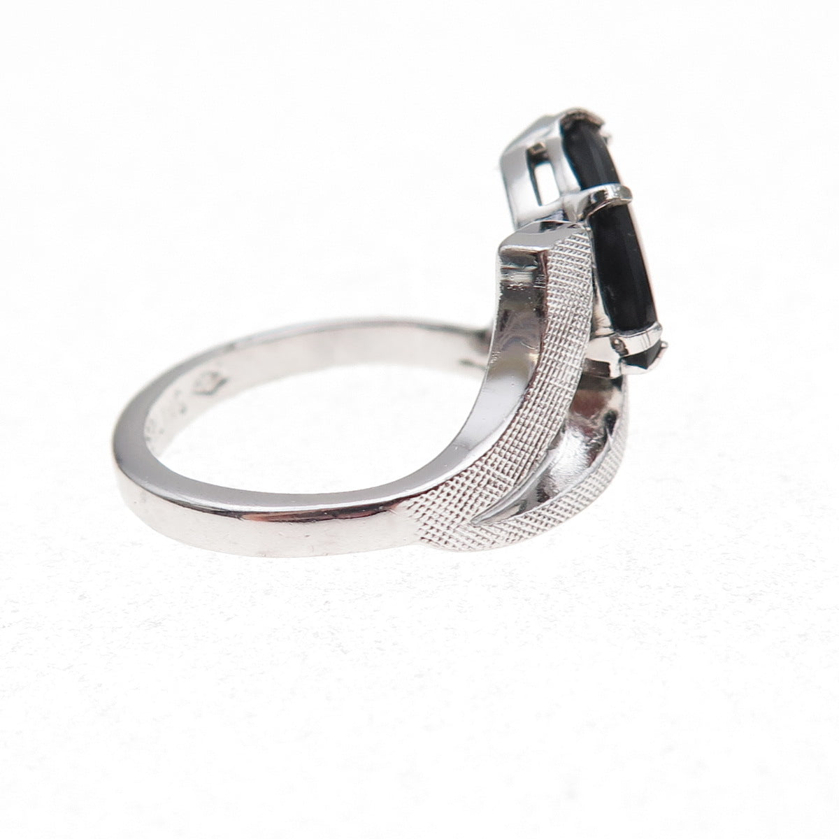 Vargas 925 Sterling Silver Antique Art Deco Real Black Onyx Ring Size 5.75