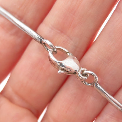 925 Sterling Vintage Modernist Hammered Centerpiece Bar Chain Necklace 16"