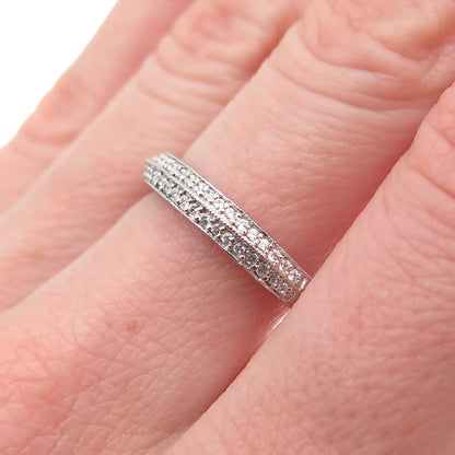 925 Sterling Silver Round-Cut C Z Half Eternity Band Ring Size 7.25