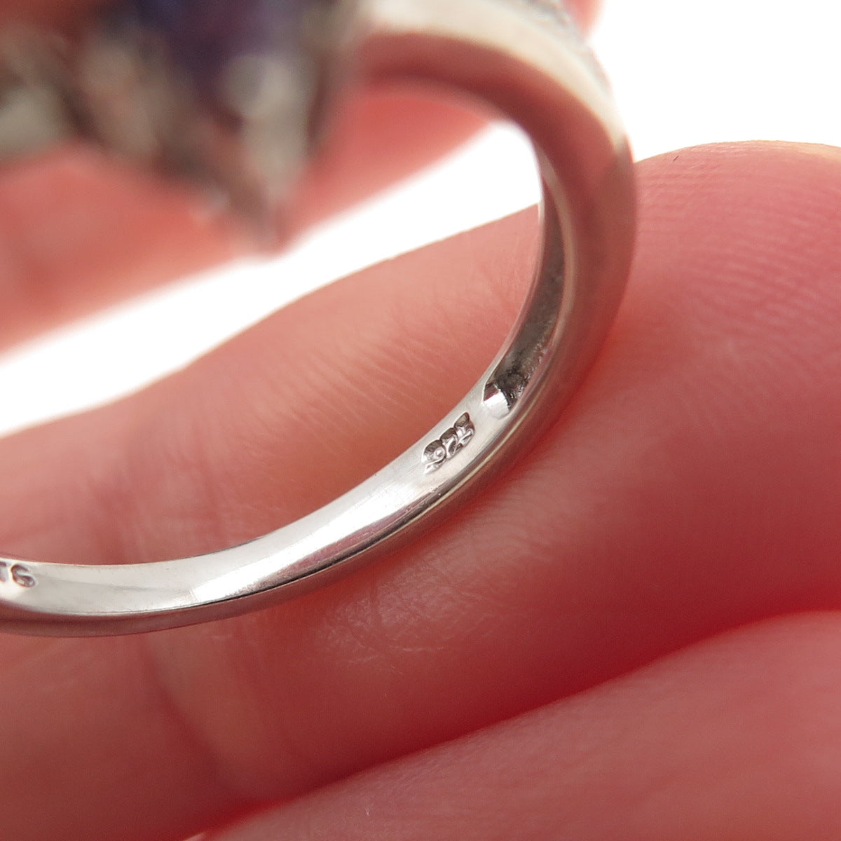 Chuck Clemency 925 Sterling Silver Real Tanzanite & White Topaz Ring Size 8
