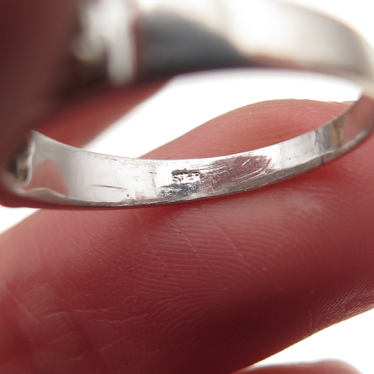 925 Sterling Silver Antique Art Deco Real Graduated Jade Ring Size 7.75