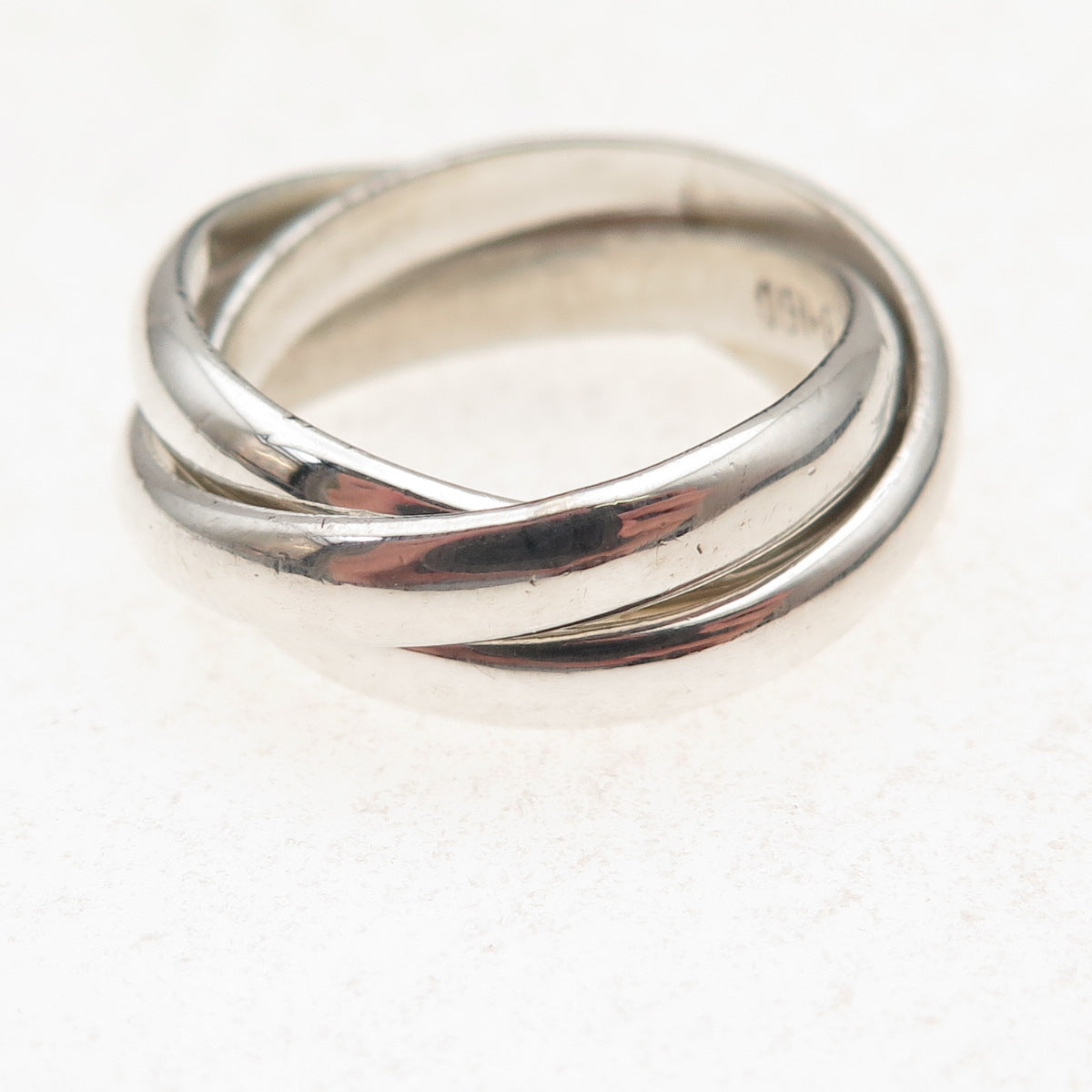 925 Sterling Silver Vintage Mexico Interlocked Trinity Band Ring Size 7.75