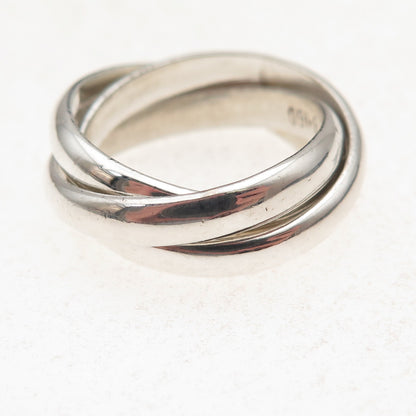 925 Sterling Silver Vintage Mexico Interlocked Trinity Band Ring Size 7.75