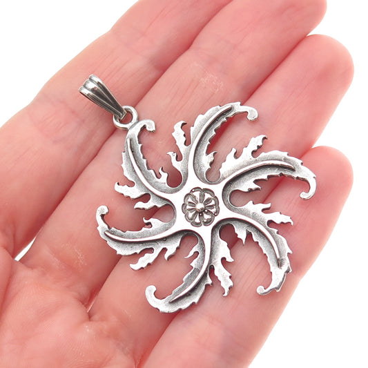 IC James Craig 925 Sterling Silver Vintage Modernist Floral Charm Pendant