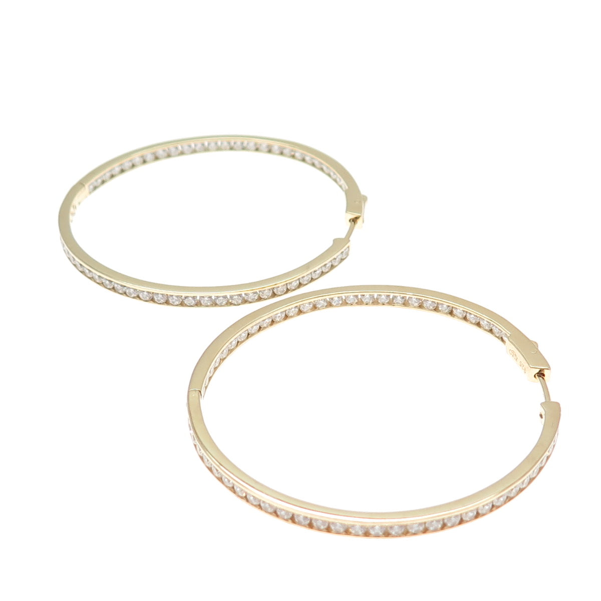 KLEO 925 Sterling Silver Gold Plated Round-Cut C Z In & Out Large Hoop Earrings