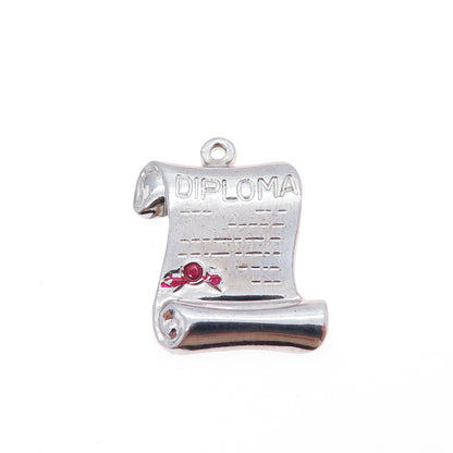 DANECRAFT 925 Sterling Silver Vintage Enamel Diploma Minimalist Charm Pendant