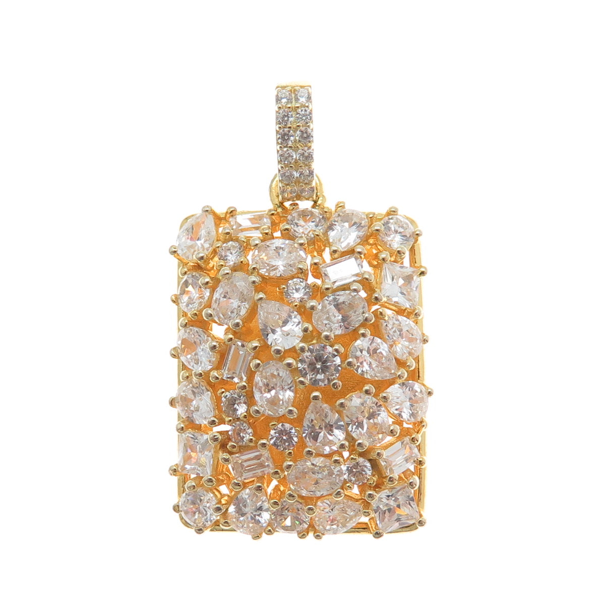925 Sterling Silver Gold Plated Multi-C Z Sparkle Pendant
