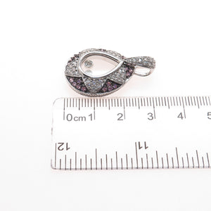 MEDA 925 Sterling Silver Round-Cut Pink & White C Z Teardrop Charm Pendant