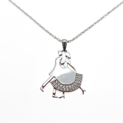 925 Sterling Silver Round-Cut C Z Dancing Couple Singapore Chain Necklace 18"
