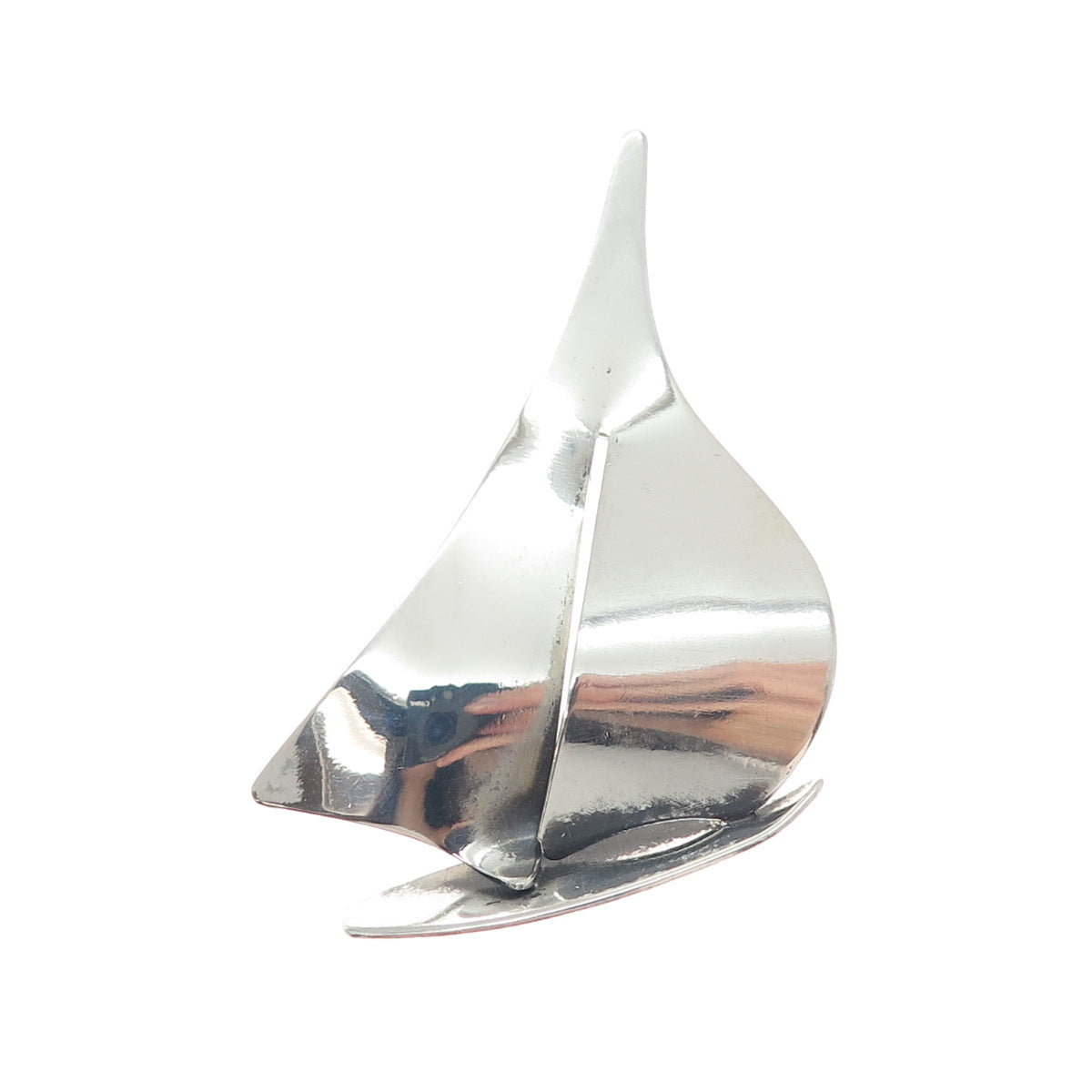 BEAU 925 Sterling Silver Vintage Modernist Sailboat Pin Brooch