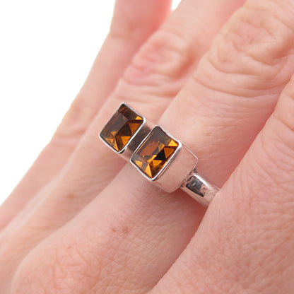 Versani 925 Sterling Silver Vintage Real Citrine Adjustable Ring Size 6.75