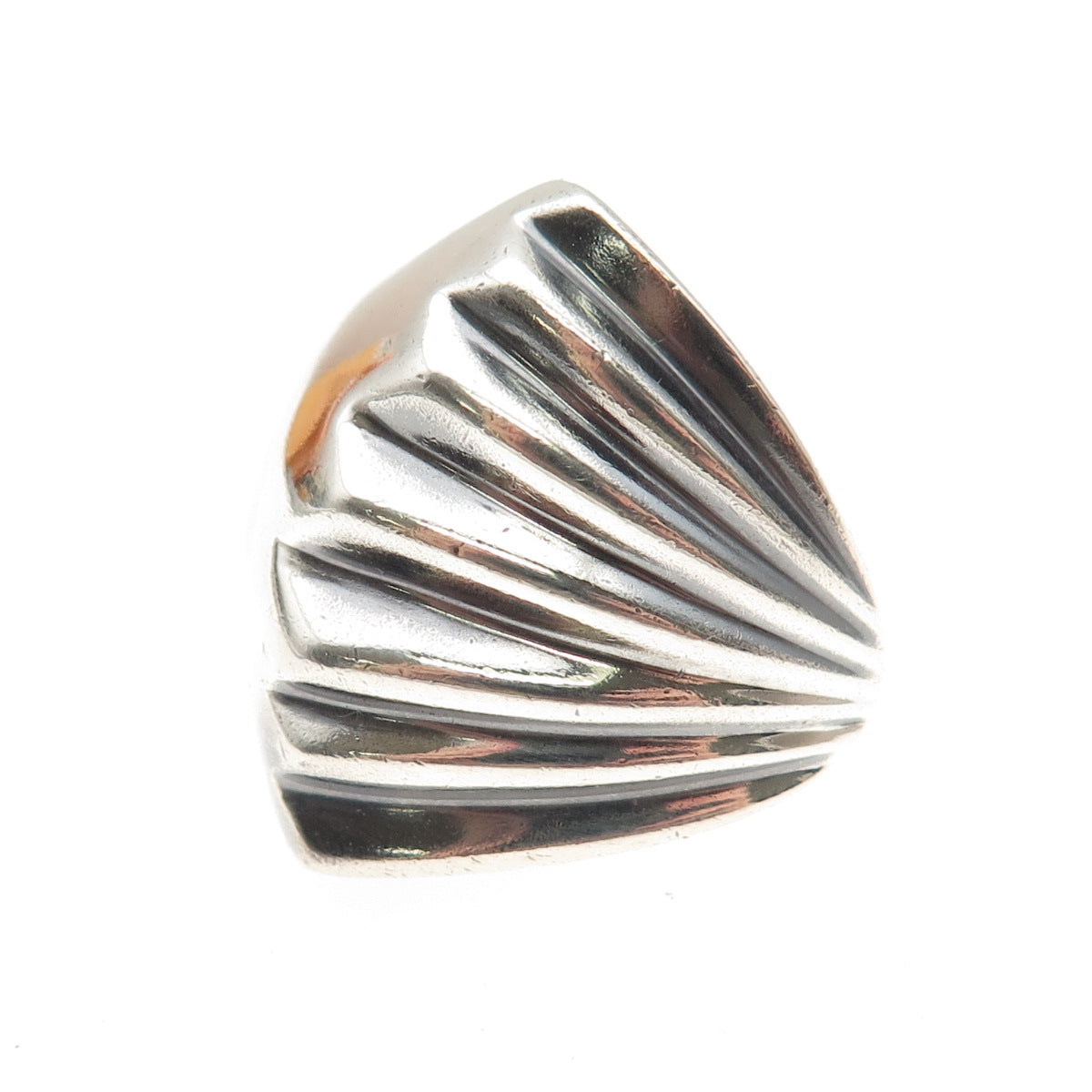 925 Sterling Silver Vintage Mexico Modernist Seashell Oxidized Ring Size 7