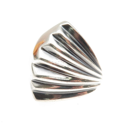 925 Sterling Silver Vintage Mexico Modernist Seashell Oxidized Ring Size 7