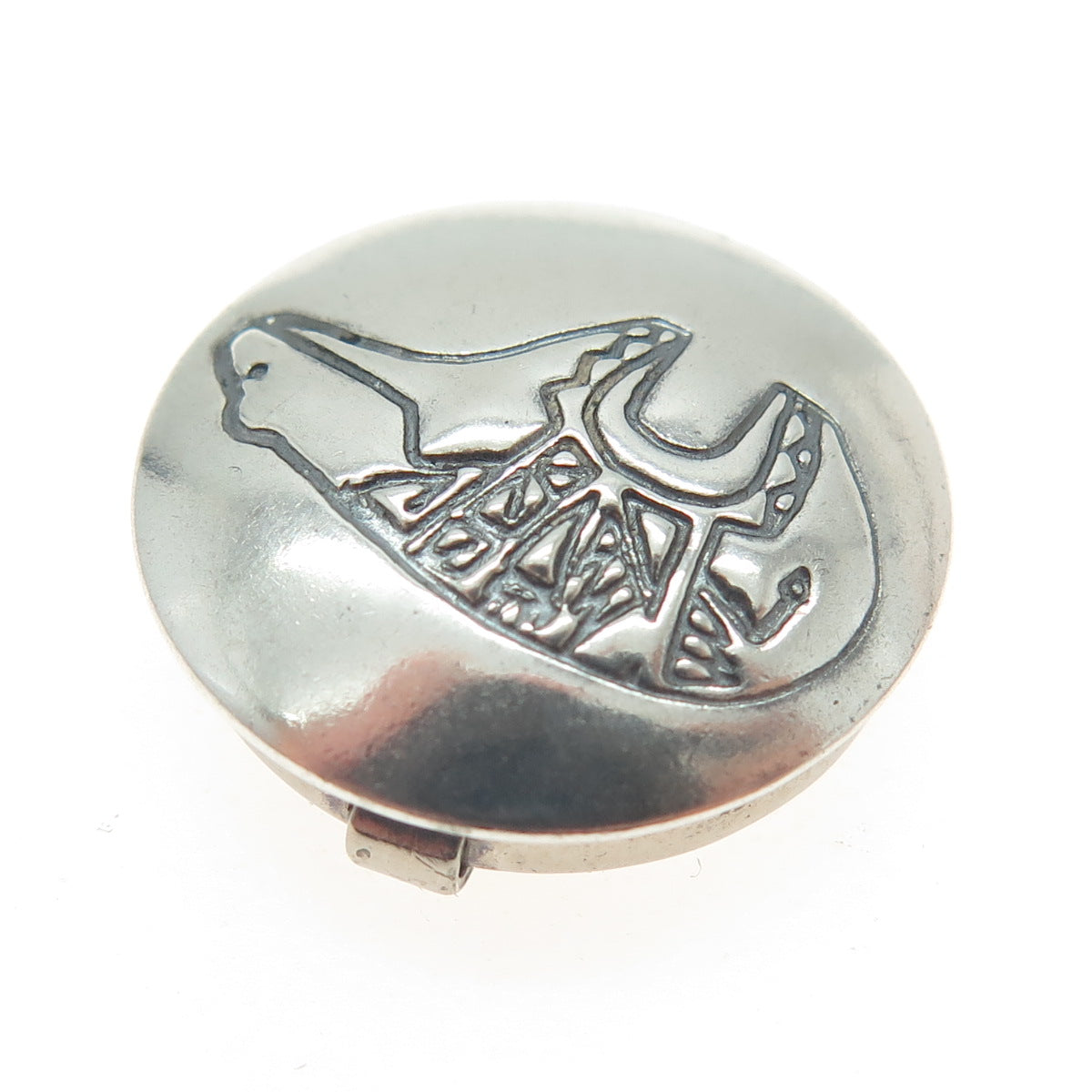 Old Pawn Hopi Sterling Silver Vintage Southwestern Concho Bear Clip Button