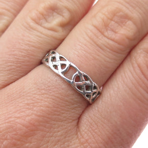 CELLINI 925 Sterling Silver Vintage Celtic Knot Band Ring Size 8.25