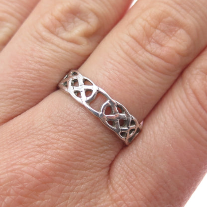 CELLINI 925 Sterling Silver Vintage Celtic Knot Band Ring Size 8.25
