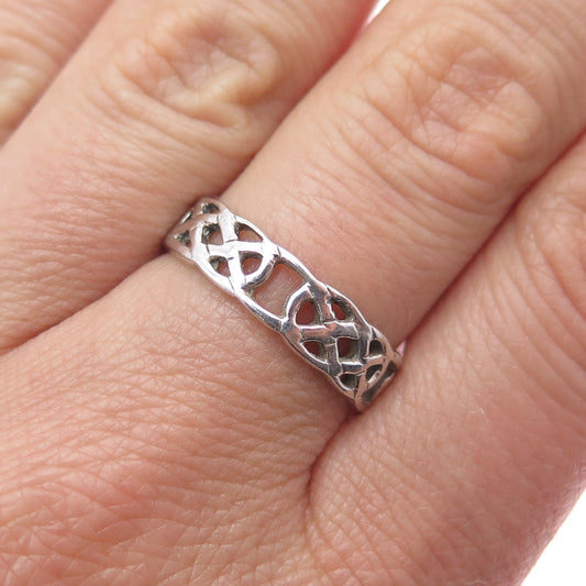 CELLINI 925 Sterling Silver Vintage Celtic Knot Band Ring Size 8.25