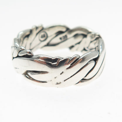 ART'S ELEGANCE 925 Sterling Silver Vintage Woven Oxidized Band Ring Size 12.75