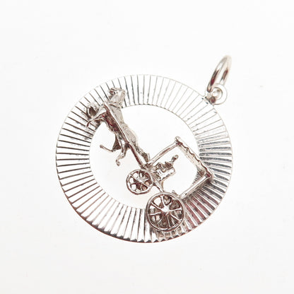BERMUDA 925 Sterling Silver Vintage Carriage Charm Pendant