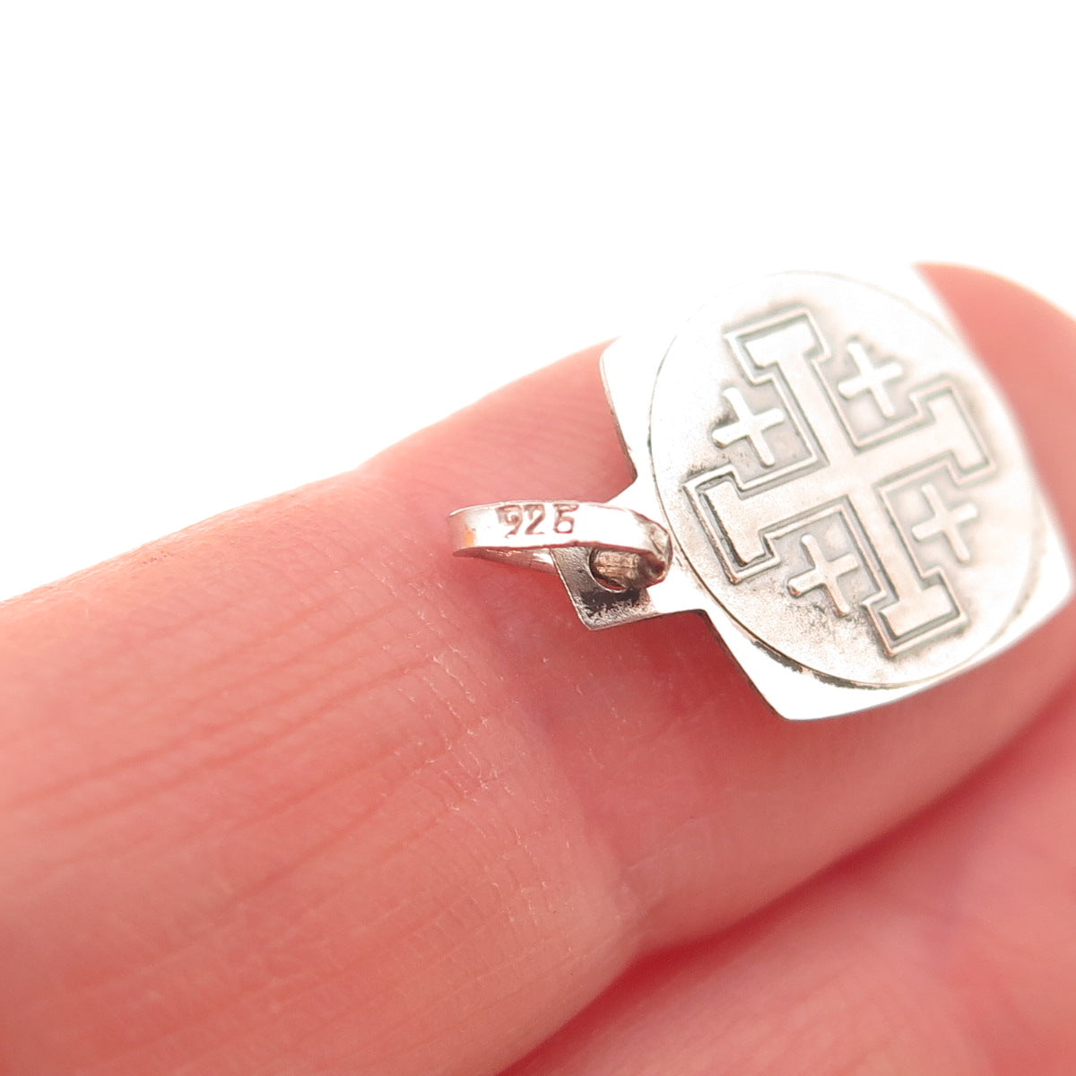 925 Sterling Silver Vintage Jerusalem Cross Oxidized Charm Pendant